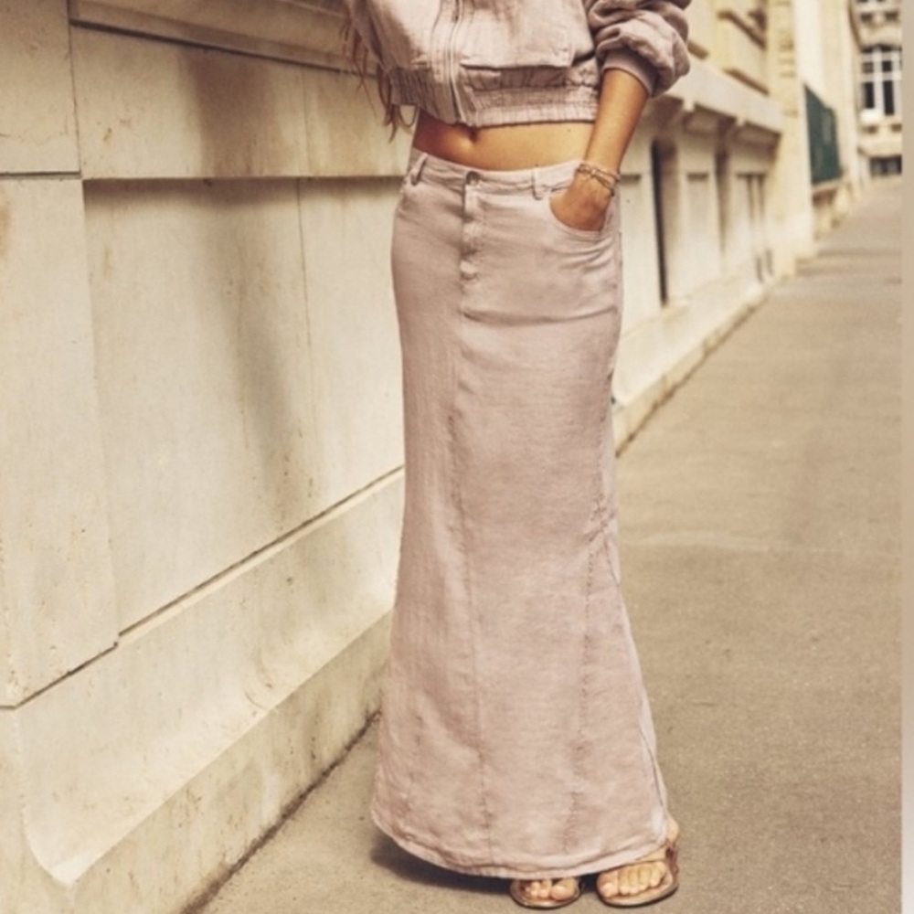 New ZARA 100% Linen Maxi Skirt Pink Boho
Beach Retro Blogger Women's Size M